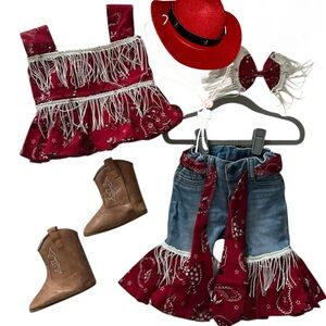 Pageant/ OOC/ Denim Wear Fringe Western Outfit with Boots